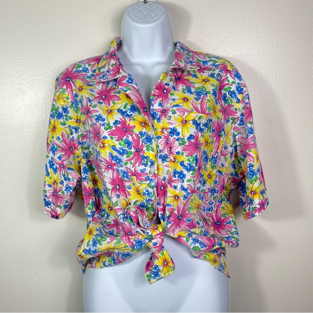 Tropical Print vintage Carriage Court Sport Button Down Shirt